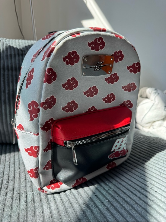 Bioworld Handbags - Bioworld Naruto Shippuden Akatsuki Red Cloud Faux Leather Mini Backpack